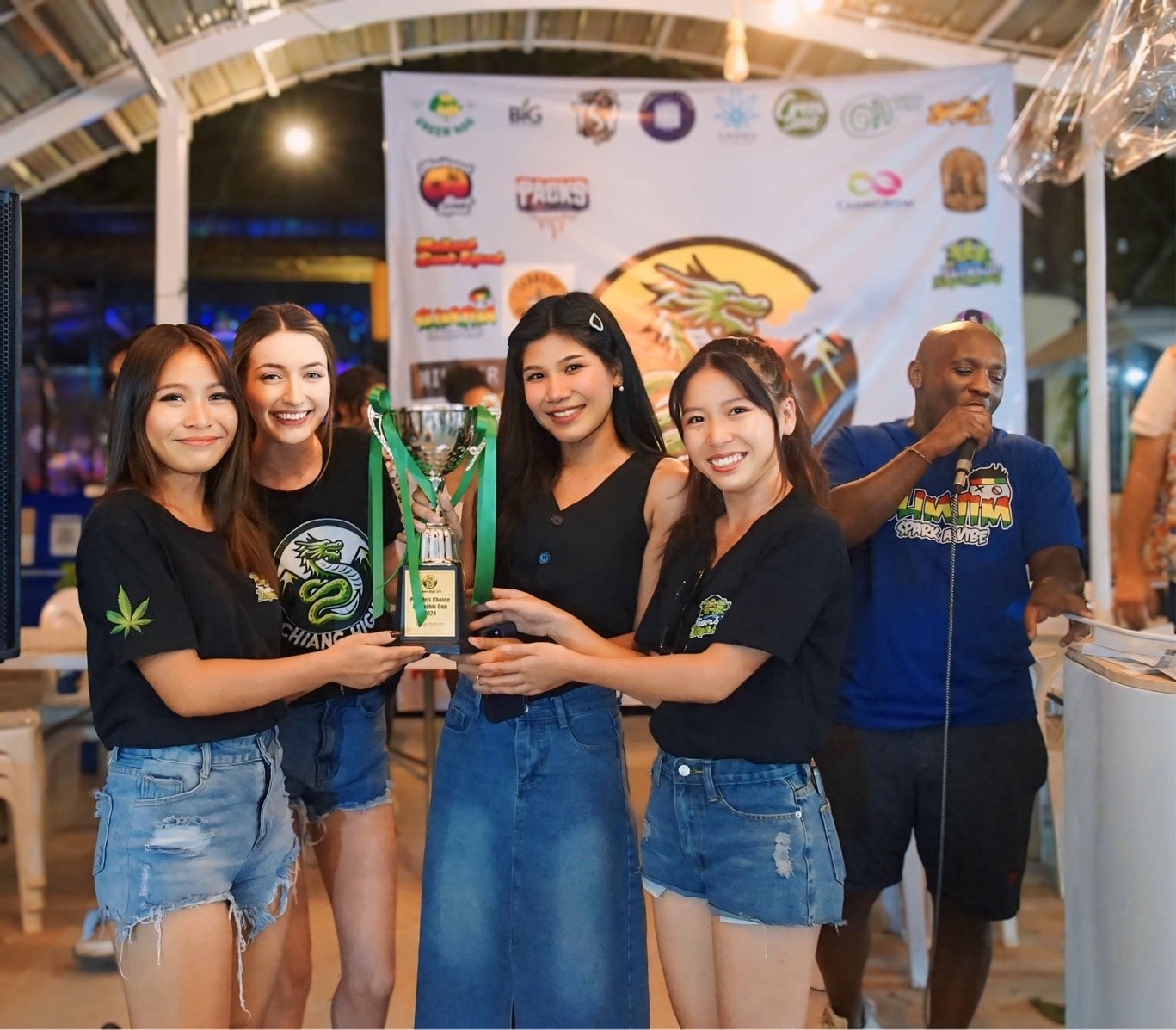 Riverside Dispensary team holding the 2024 Cannabis Cup trophy